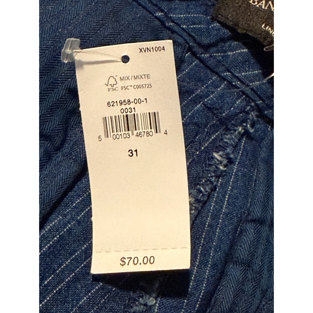 Banana Republic Blue Pinstripe Linen Blend Slim Fit Shorts 7" Inseam Mens 31 NEW - Picture 4 of 16